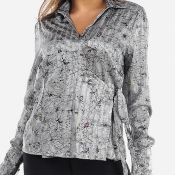 Gray Metallic Blouse - Picture 1 of 4